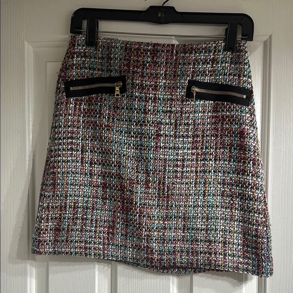 LOFT Chic Multicolor Tweed Skirt